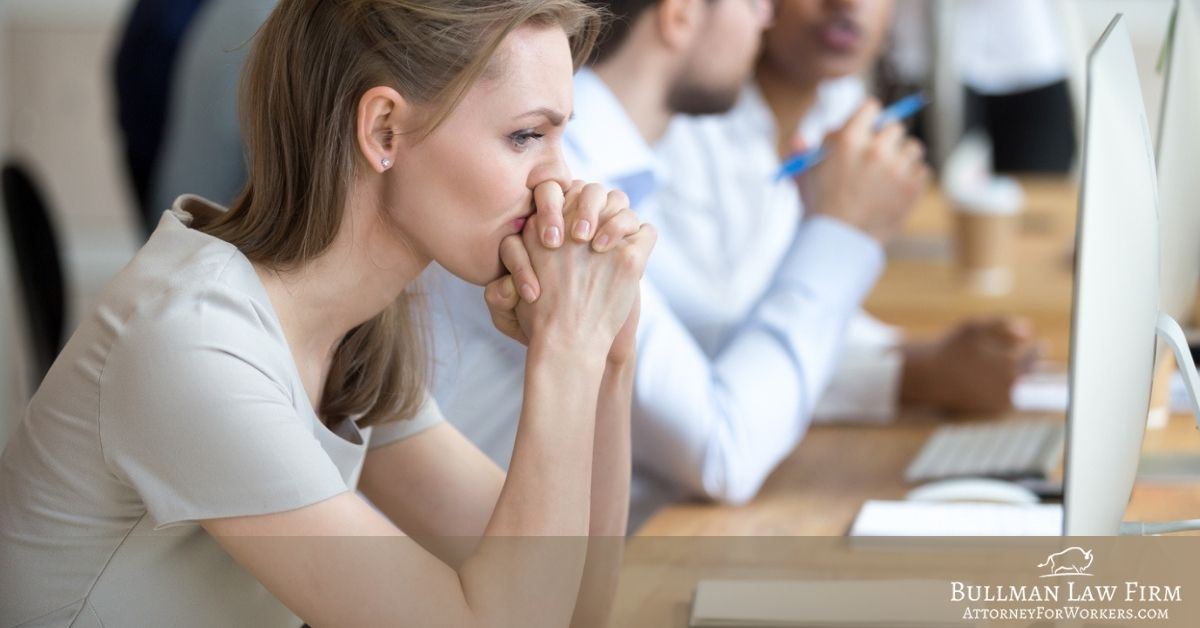Concerned woman at work